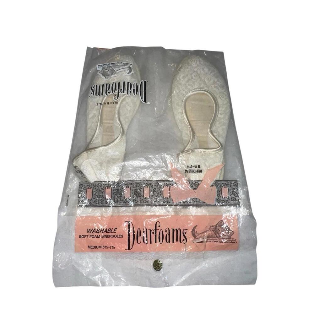 Vintage Dearfoams Lace Slippers Medium 6.5-7.5‎ Made in USA Original Bag